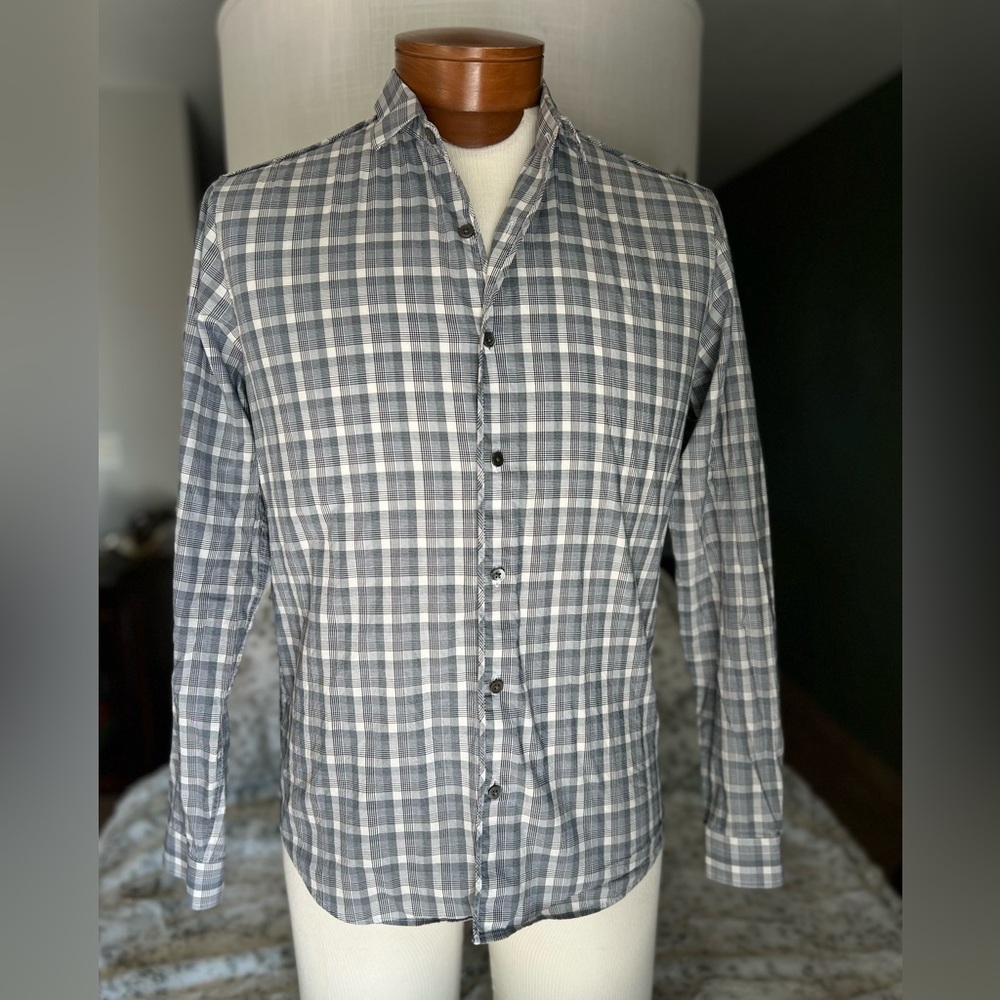 Theory Plaid Button Up Shirt